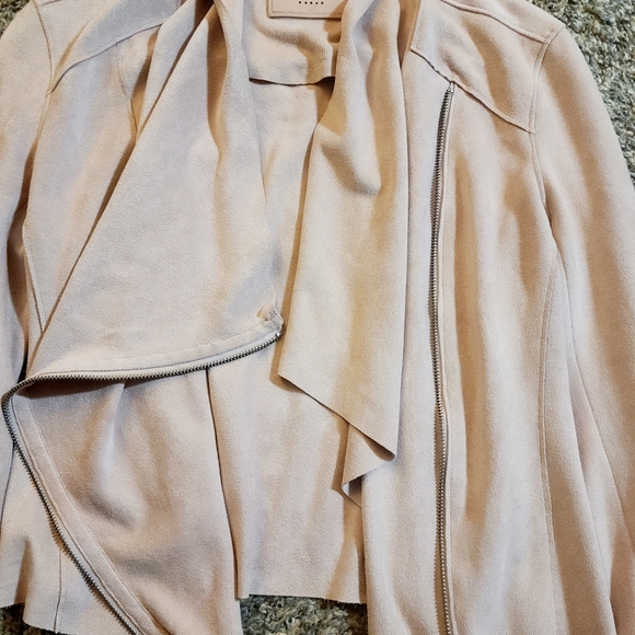 BLANKNYC Faux Suede Drape Front Jacket Pink Small - Picture 8 of 12